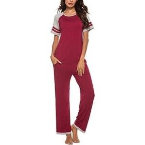 NEW NWT Red Sz Small Soft Stretchy Shirt & Pants 2 Pc Pajama Lounge Set